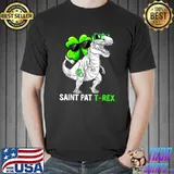 Happy St Pat T Rex Saint Patrick's Day Dinosaur Shamrock With Sunglasses T-Shirt