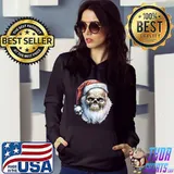Hardass Santa Hat Skull Christmas Cool Rock Music T-Shirt Hoodie