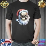 Hardass Santa Hat Skull Christmas Cool Rock Music T-Shirt