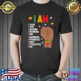 I Am Black Woman Melanin African American Black History Hand Strong Stars T-Shirt