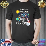I Blasted Through 100 Days Of School 100th Day Teacher Space Earth Sun T-Shirt
