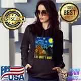 I Do What I Want Starry Night Cat, Van Gogh Sunflower Art Women Cat Mom T-Shirt Hoodie