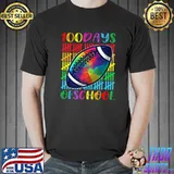 I Tackled 100th Days Of School Football For Students Colors Rainbow T-Shirt