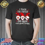 I Teach The Cutest 2nd Grade Valentines Hearts Gnome Teachers T-Shirt