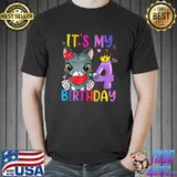 It's My 4H Birthday 4 Year Old Cat Eat Watermelon Costume Party T-Shirt