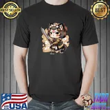 Japanese Samurai Calico Cute Cat Anime Style I T-Shirt