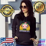 Kawaii Gamesolotl Axolotl Lovers Controller Game Vintage Sunset T-Shirt Hoodie