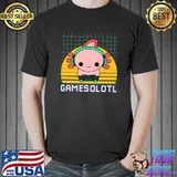 Kawaii Gamesolotl Axolotl Lovers Controller Game Vintage Sunset T-Shirt