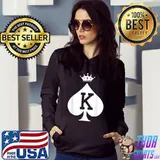 King And Queen Couples Hearts Matching Valentine's Day Cute T-Shirt Hoodie