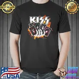Kiss band on playing cards silver shirt