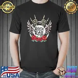 Lets Rock Rock & Roll Skeleton Hand And Rose Vintage Rock Concert T-Shirt