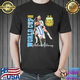 Lionel messI and julian alvarez celebration Argentina world cup 2022 classic shirt