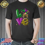 Love Pug Dog Mask Plaid Leopard Mardi Gras T-Shirt