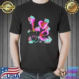 Love Stethoscope Heart Leopard Nicu Flowers Nurse Valentines Day T-Shirt