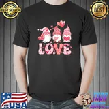 Love Valentine Three Gnome Hearts Gnome Valentine's Day T-Shirt