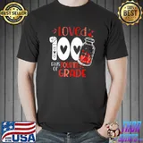 Loved 100 Days Of 4th Grade 100 Days Of School Valentine Hearts T-Shirt
