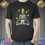 Meditating Yoga Skeleton Jester Cute Mardi Gras Zen Buddhism T-Shirt