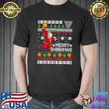 Merry Swishmas Ugly Christmas Santa Clause Play Basketball Christmas T-Shirt
