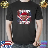 Merry Thanks Giving Trick Or Treat Joe Biden Santa Hat Christmas Fireworks T-Shirt