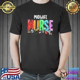 Midwife Nurse Plaid Red Love Heart Stethoscope RN Nurse T-Shirt