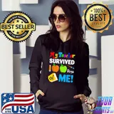 My Teacher Survived 100 Days Of Me Apple Art School T-Shirt Hoodie