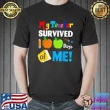My Teacher Survived 100 Days Of Me Apple Art School T-Shirt