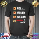 Nice Naughty Awesome Surgical Nurse Heartbeat Checklist T-Shirt