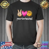 Peace Love Basketball Leopard Print Basketball T-Shirt