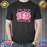 Pink Christmas Snowman Chillin' With My Snomies Xmas Holidays T-Shirt