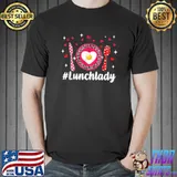 Pink Leopard Loved Lunch Lady Hearts Valentine's Day 2023 T-Shirt