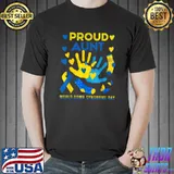 Proud Aunt T21 World Down Syndrome Awareness Day Ribbon Hands Hearts T-Shirt
