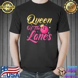 Queen Of The Lanes Team Player Strike Bowling Crown T-Shirt