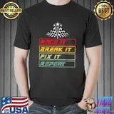 Race It Break It Fix It Repeat Art Retro Flags Stars T-Shirt