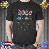 Red Buffalo Plaid Print Happy New Year 2023 Lights T-Shirt