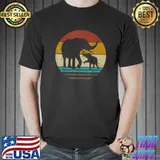 Retro Sunset Cute Elephants Mom Baby Zoologist Birthday T-Shirt