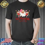 Retro Vintage Pink Santa Claus Face Hot Chocolate Season T-Shirt