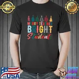 School Merry Teacher Bright Students Tree Christmas Teacher Retro T-Shirt