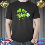 Shamrock With Sunglasses Playing Soccer St Patricks Day T-Shirt