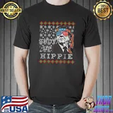 Shut Up Hippie Donald Trump Sunglasses Usa Flag Christmas Biden Republican Political T-Shirt