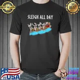 Sleigh All Day Nordic Viking Santa Reindeers Christmas T-Shirt