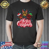 Snow Dog Paws Plaid And Leopard Noel Hat Santa Elf Costume Merry Christmas Day T-Shirt