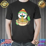 Snowman Carrot Nose Christmas Eating Ramen Food Anime T-Shirt