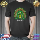 St Patricks Day Cute One Lucky Teacher Rainbow Leopard Gifts T-Shirt