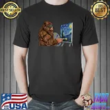 Starry Night Bigfoot Painting Sasquatch Graphic Art T-Shirt