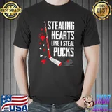 Stealing Hearts Like I Steal Pucks Ice Hockey Valentines Day T-Shirt