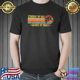 Student By Day Gamer By Night Vintage Student Gamers Video Game T-Shirt