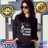 Swing Your Sword Skull And Spider Rose Flower T-Shirt Hoodie