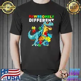 T Rex Dino Puzzle Rawrsomely Different Autism Awareness T-Shirt