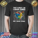 That's What I Do I Solve Cubes And I Know Things Math Colors Retro T-Shirt