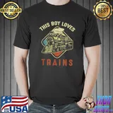 This Boy Loves Trains Cute Retro Locomotive Engineer T-Shirt
